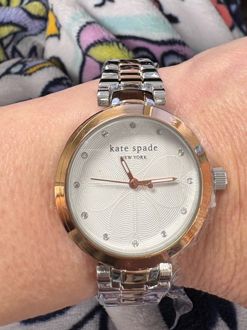 kate spade Two-Tone Silver and Rose Gold Dial Bracelet Watch